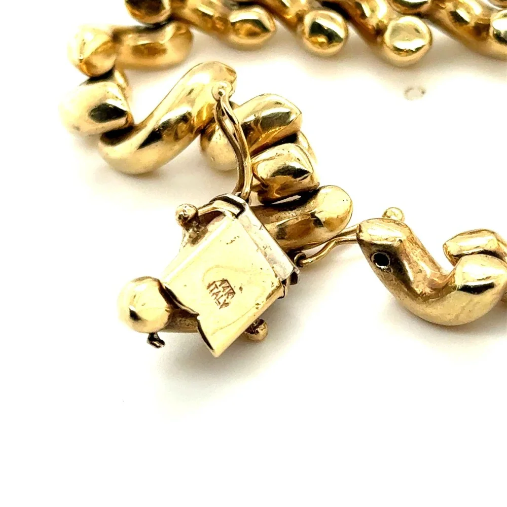14K Yellow Gold Italian San Marco Link Bracelet 7.5 Inch 24.5g Needs Repair